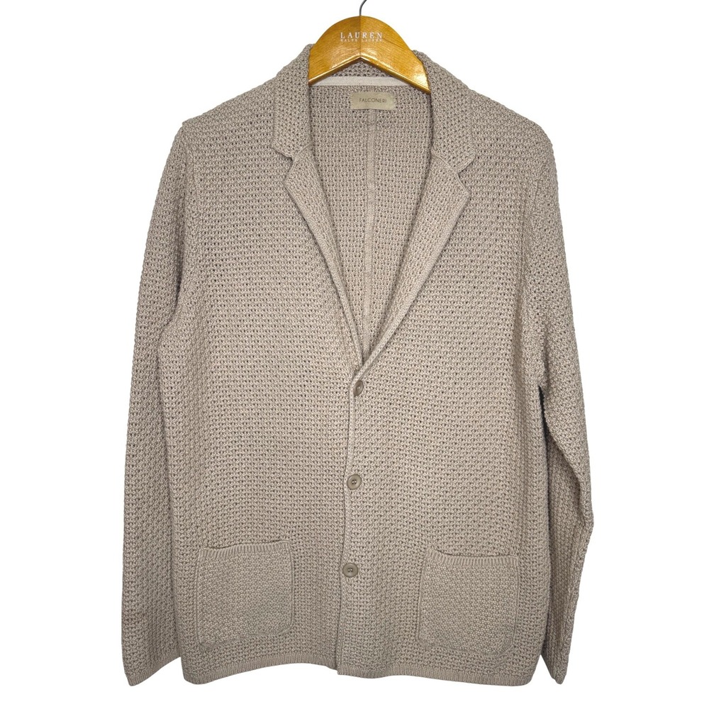 Falconeri Textured Cardigan Tan Mens XL